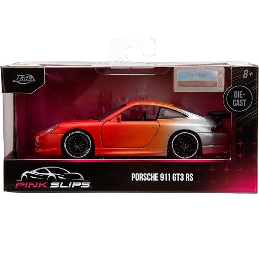Porsche 911 GT3RS W1 modelbil i 1:32 skala med Pink Slips design. En stilfuld miniature.