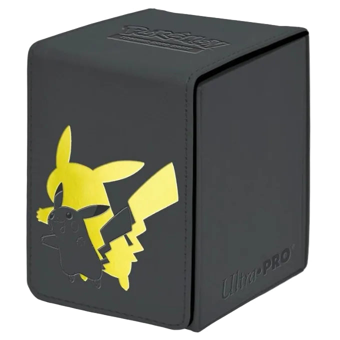 Ultra Pro Pokémon Alcove Flip Deck Box – Pikachu, premium leatherette finish with foil detailing, strong magnetic closure, and space for 100 double-sleeved card