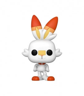 Funko POP! vinyl figure of Pokémon Scorbunny (#922), standing on one foot with wide eyes,