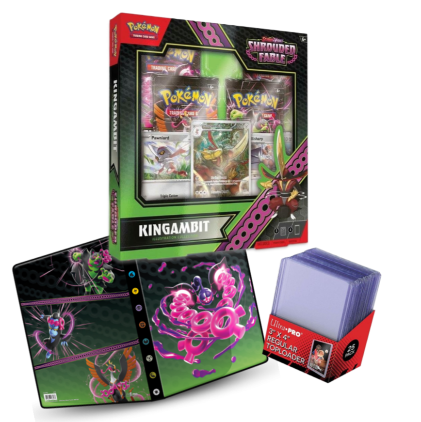 I dette sæt får du en Shrouded Fable Kingamit Ex Special Collection box suppleret med en mappe og toploaders.