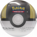 Poké Ball Tin 2024 (sort og gul) - en klassisk Poké Ball-formet tin fyldt med spændende Pokémon-kort og booster-pakker til samlere.