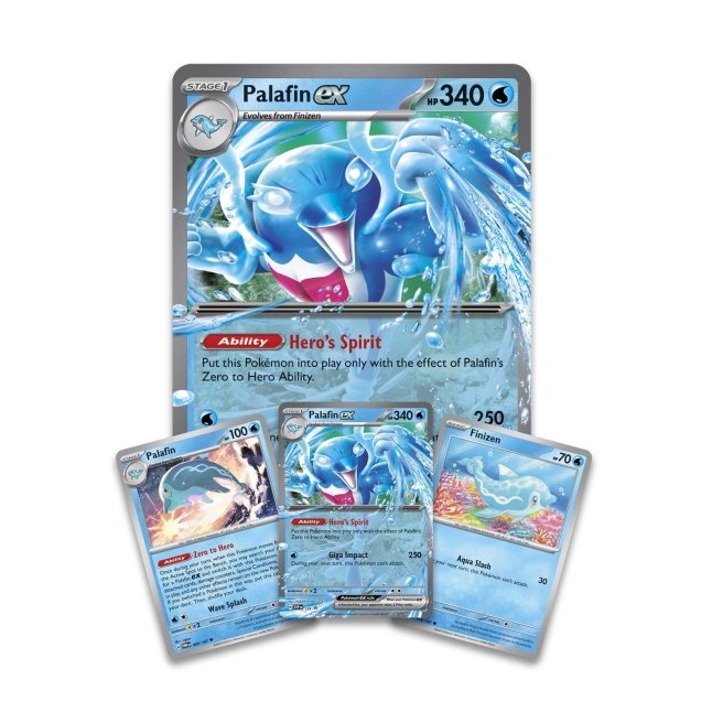 Pokémon TCG: Palafin ex Box med unikke kort og booster packs. .