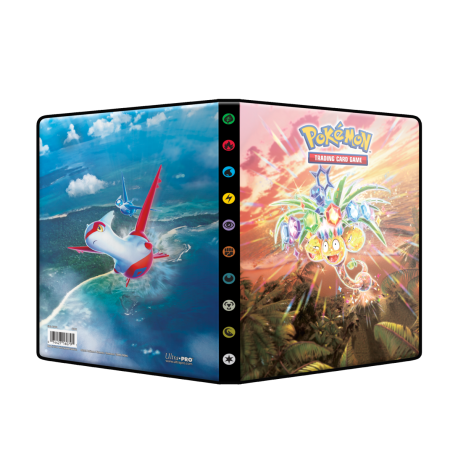 Pokémon Scarlet & Violet SV08 Surging Sparks – kortmappe med 4 lommer og dynamisk Pokémon-design.