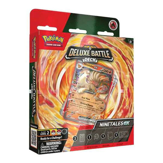 Pokémon TCG: Deluxe Battle Deck – Ninetales ex. Et flammende stærkt deck med taktiske kort til intense Pokémon-dueller.
