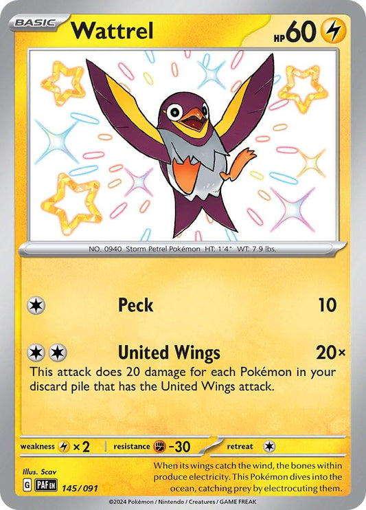 Wattrel 145/091 Pokemon SV04.5 Paldean Fates