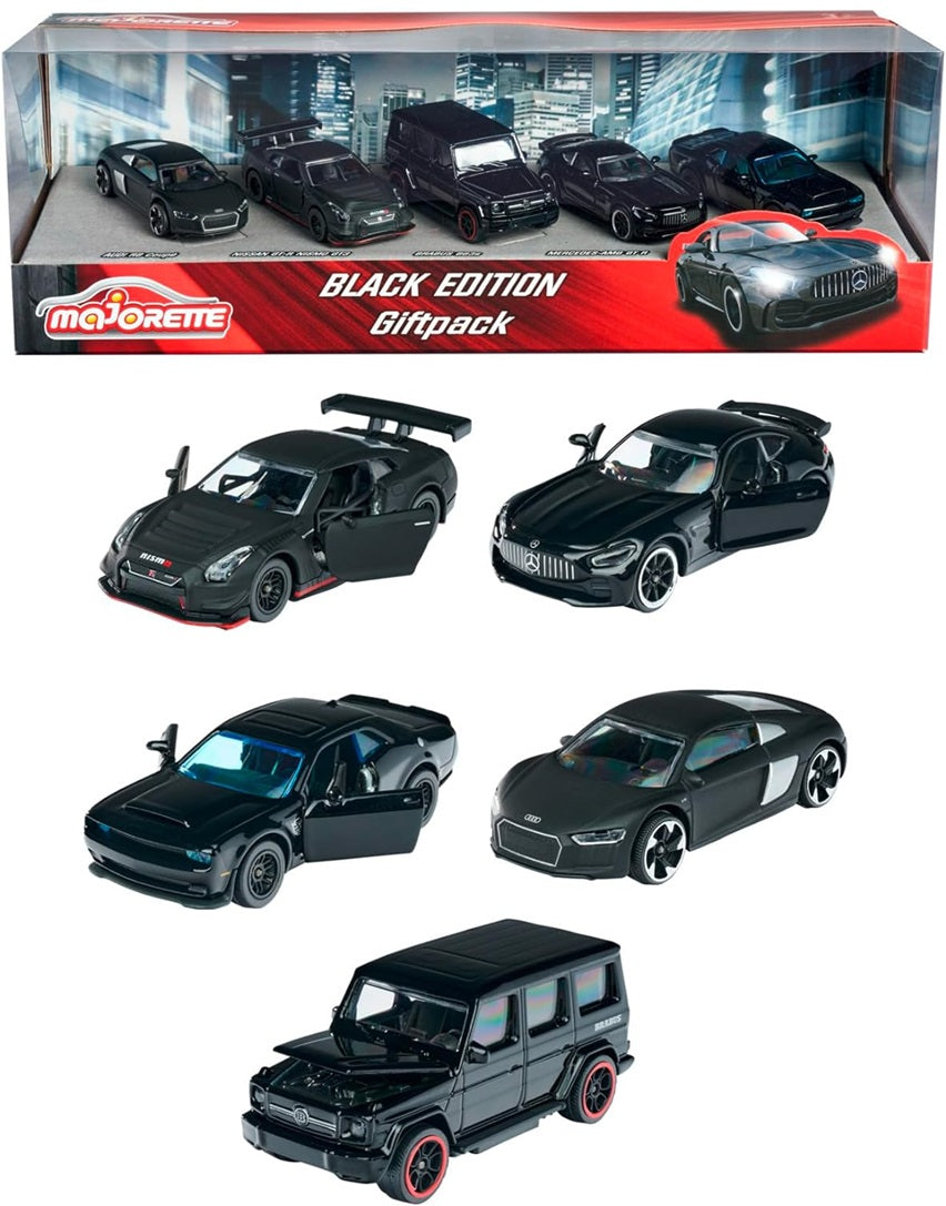 Majorette Iconic bilar Black Edition - 5 st. giftpaket - skala 1:64