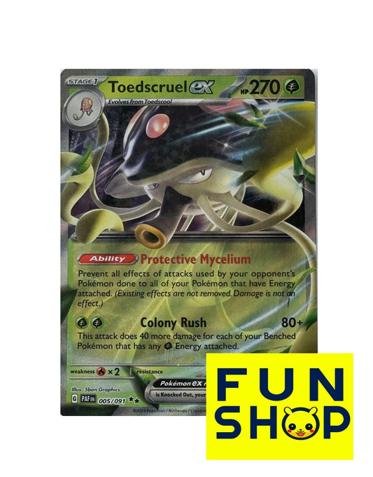 Pokémon Toedscruel ex 005/091 – et kraftfuldt kort fra Scarlet & Violet – Paldean Fates, perfekt til spil og samling.