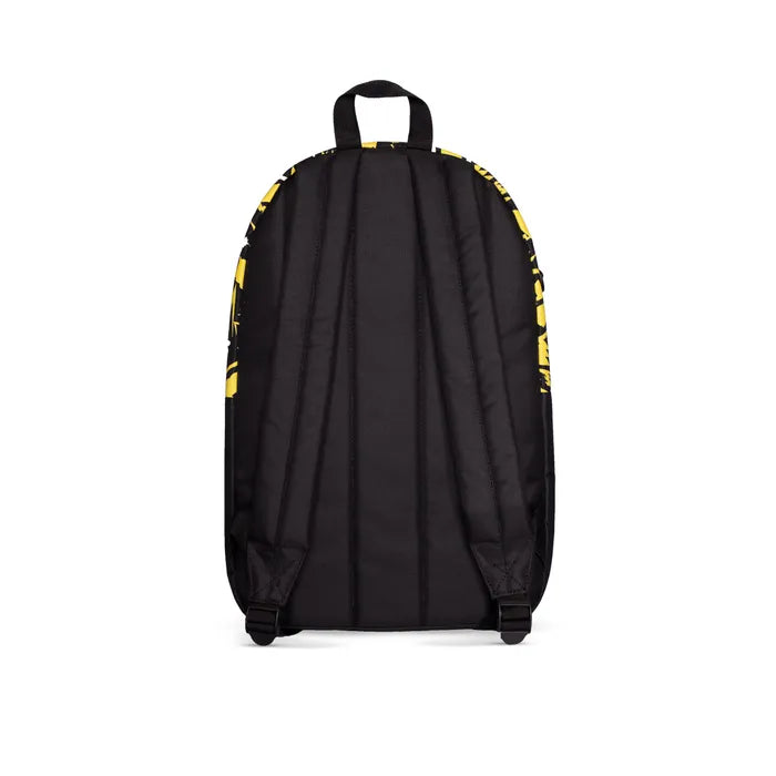 Billede af en bagside af gul og sort Pokémon-rygsæk med et Pikachu-design, ideel til samlere og fans.