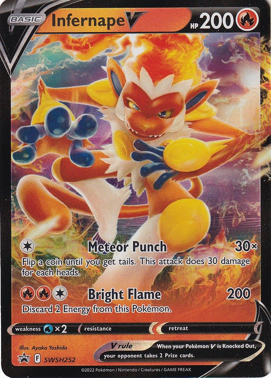 Pokémon Infernape V SWSH252 – et imponerende promo-kort med stærke evner og flot design.