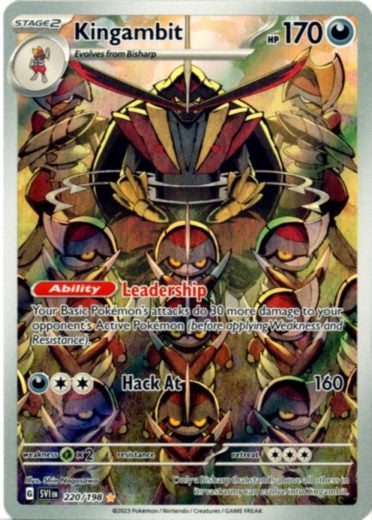 Kingambit – 220/198 SV01 Scarlet & Violet Pokémon-kort med imponerende design og stærke evner.