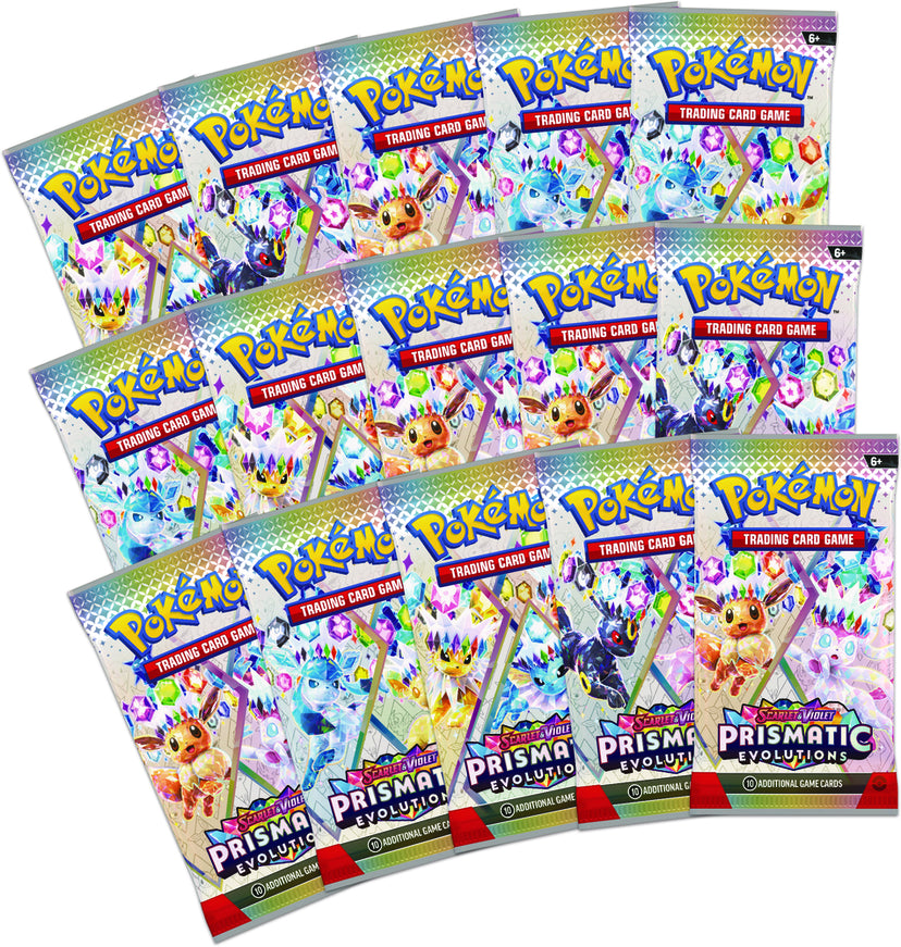 Pokémon SV 8.5 Prismatic Evolutions Super Premium Collection. En eksklusiv samling med Eevee og dens udviklinger, fyldt med boosterpakker og tilbehør.

Alt-tekst: Et billede af Pokémon SV 8.5 Prismatic Evolutions Super Premium Collection indeholder hele 15 booster-pakker.