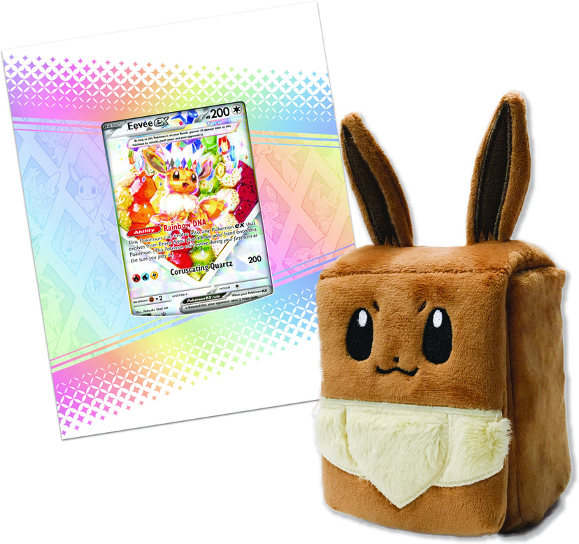Pokémon SV 8.5 Prismatic Evolutions Super Premium Collection. En eksklusiv samling med Eevee og dens udviklinger, fyldt med boosterpakker og tilbehør.

Pokémon SV 8.5 Prismatic Evolutions Super Premium Collection, med Eevee og dens udviklinger, indeholder sød tilbehør.