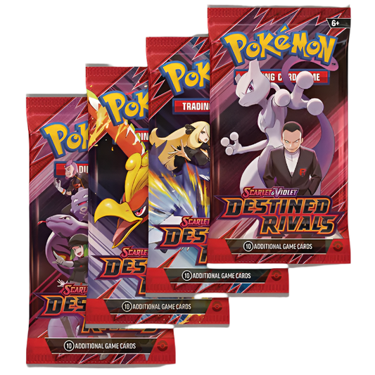 Pokémon TCG: SV10 - Destined Rivals - 4 Booster-pakker Artsæt – et sæt med fire boosterpakker, hver med unikt artwork og 10 spændende kort!