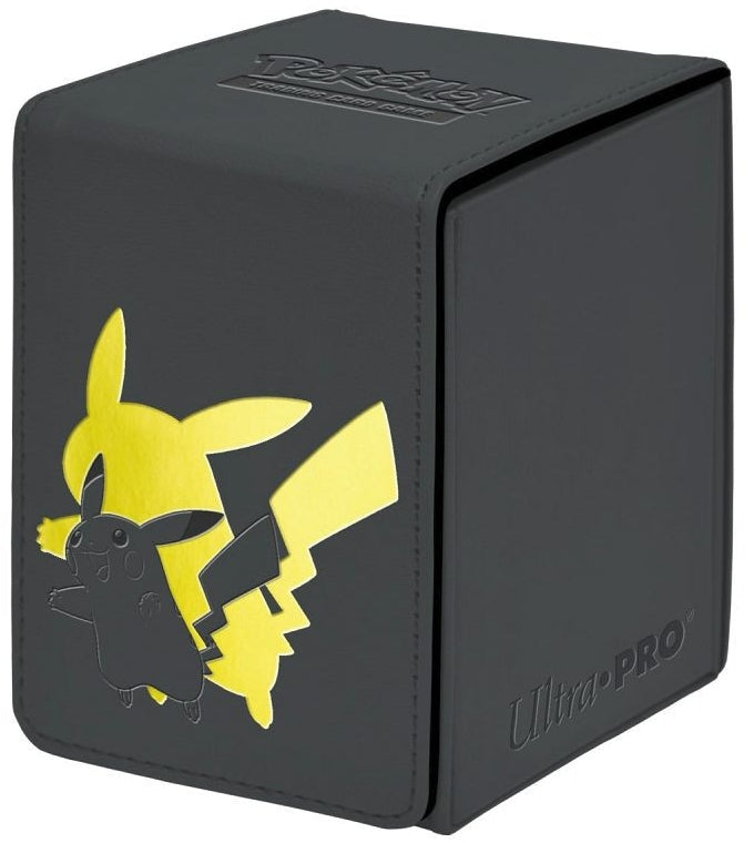 Ultra Pro Pokémon Alcove Flip Deck Box – Pikachu, premium leatherette finish with foil detailing, strong magnetic closure, and space for 100 double-sleeved card