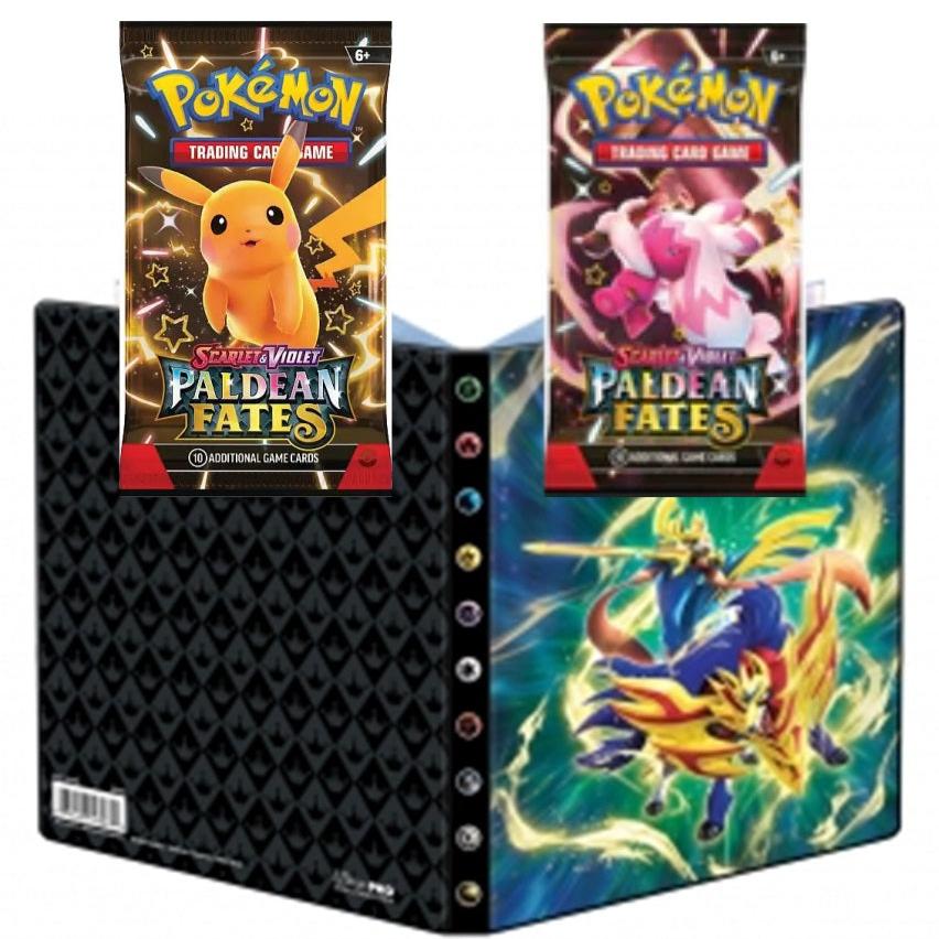 Pokémon mappe med 2 Paldean Fates booster-pakke