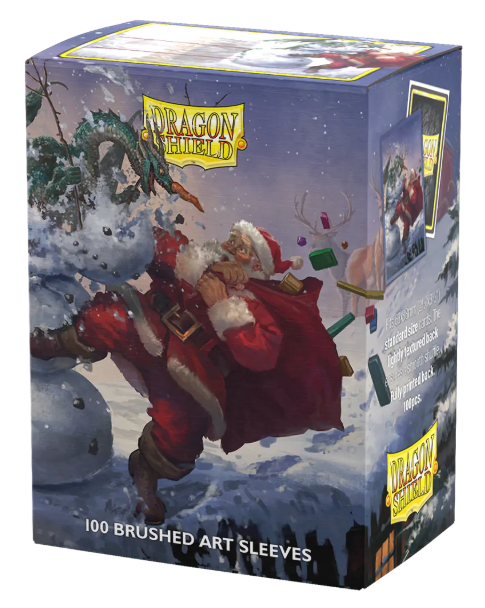 Christmas 2025 Brushed Art Sleeves, pakke med 100 kortlommer (63x88 mm) med julemotiv og brushed art‑finish.