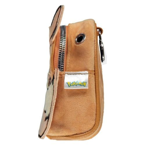 Eevee skuldertaske i plys med broderet ansigt og ører.