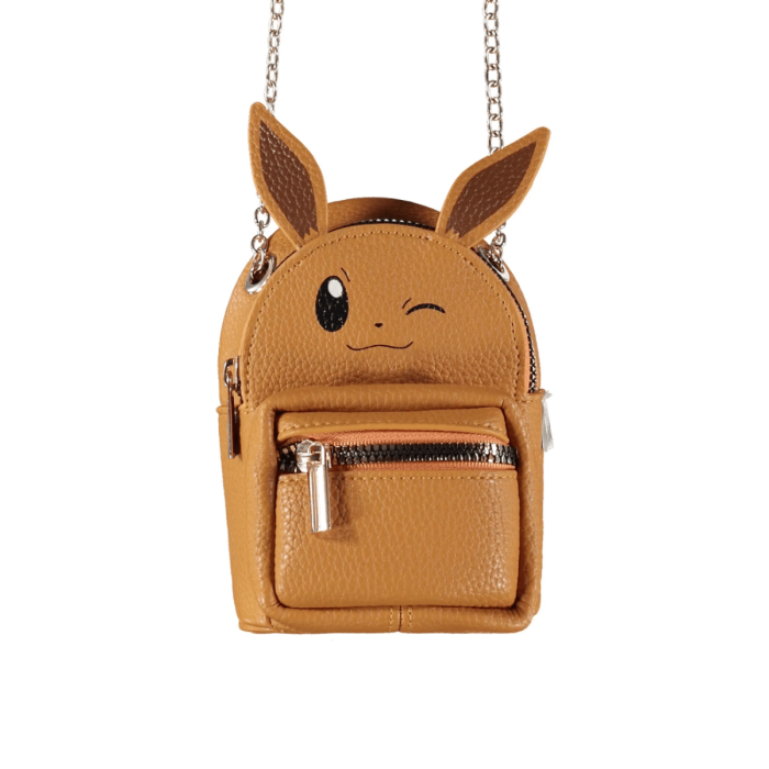 Eevee micro skuldertaske i imiteret læder med ansigt og ører – en elegant Pokémon-accessory.