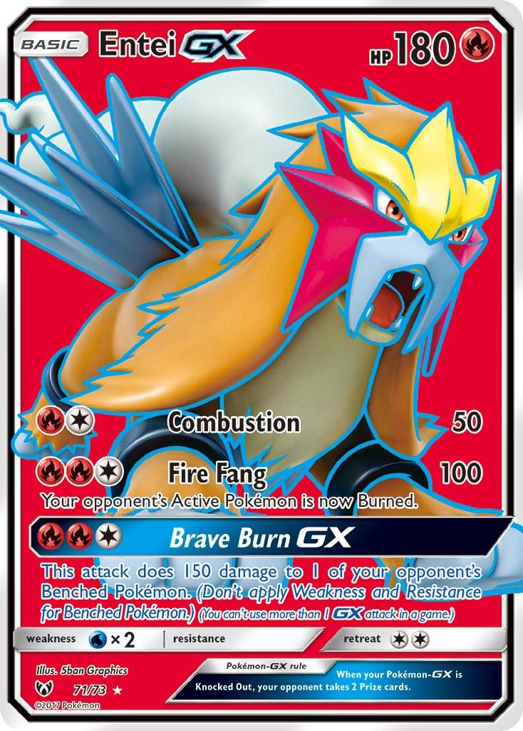 Entei GX er et Ultra Rare GX kort fra Pokemon S&M Shining Legends serien. Kortet har nummer 71/73.