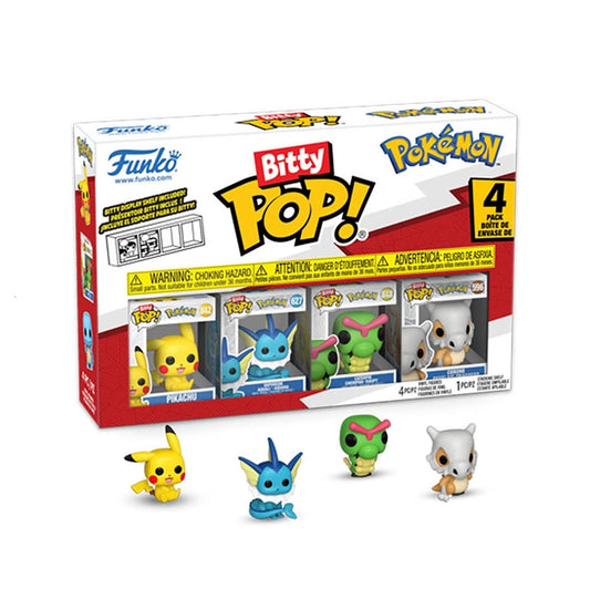 Et sejt sæt med 4 mini POP!-figurer lavet af vinyl. Serie 1 Pikachu, Vaporeon, Caterpie and
Cubone. 