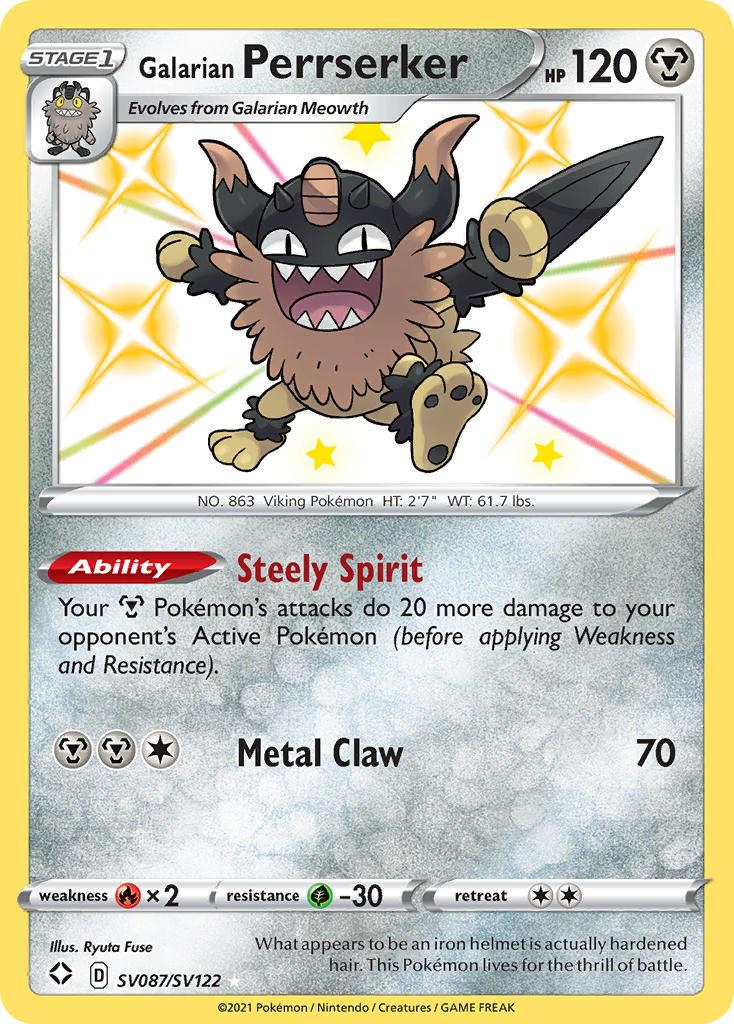 Galarian Perrserker SV087/SV122 Pokemon - SWSH Shining Fates
