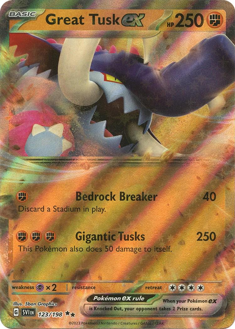 Great Tusk ex er et Double Rare / Super Rare ex kort fra Pokemon Scarlet & Violet SV01 serien.