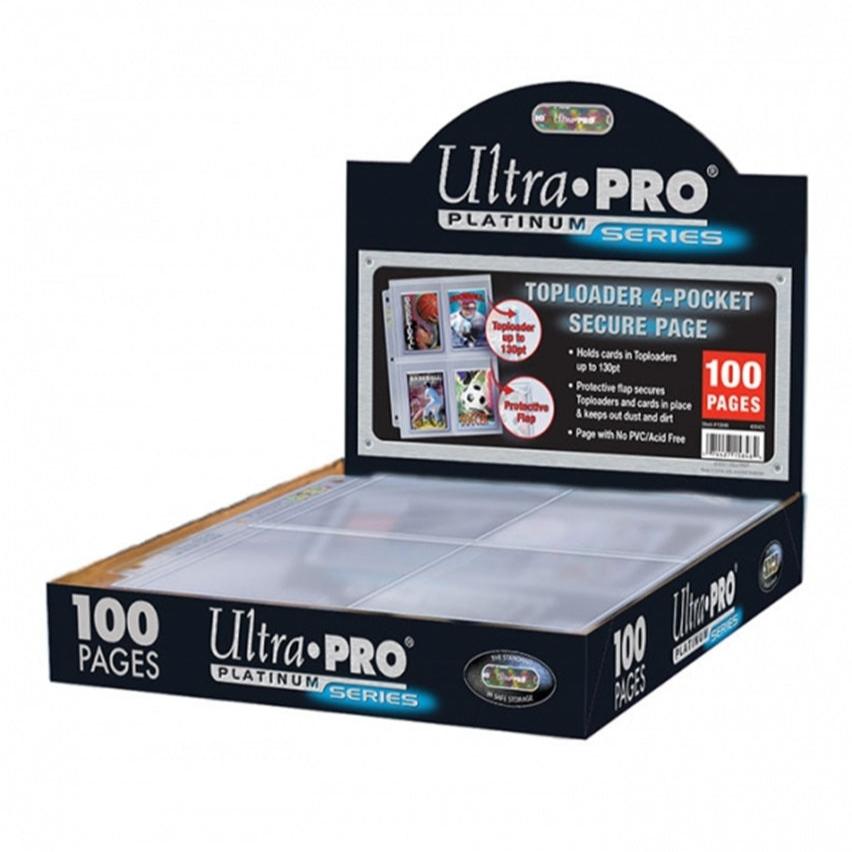 Ultra PRO - Platinum Pocket Pages - 4-Pocket Secure Platinum Page for Toploaders