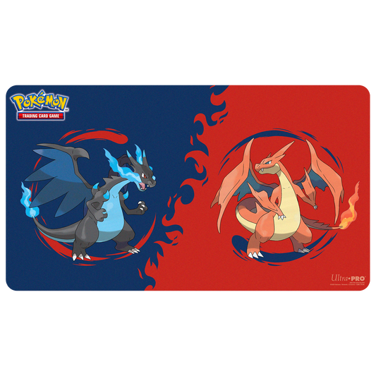 Pokémon Mega Charizard X og Mega Charizard Y Playmat er den perfekte spillemåtte til både samlere og TCG‑spillere.