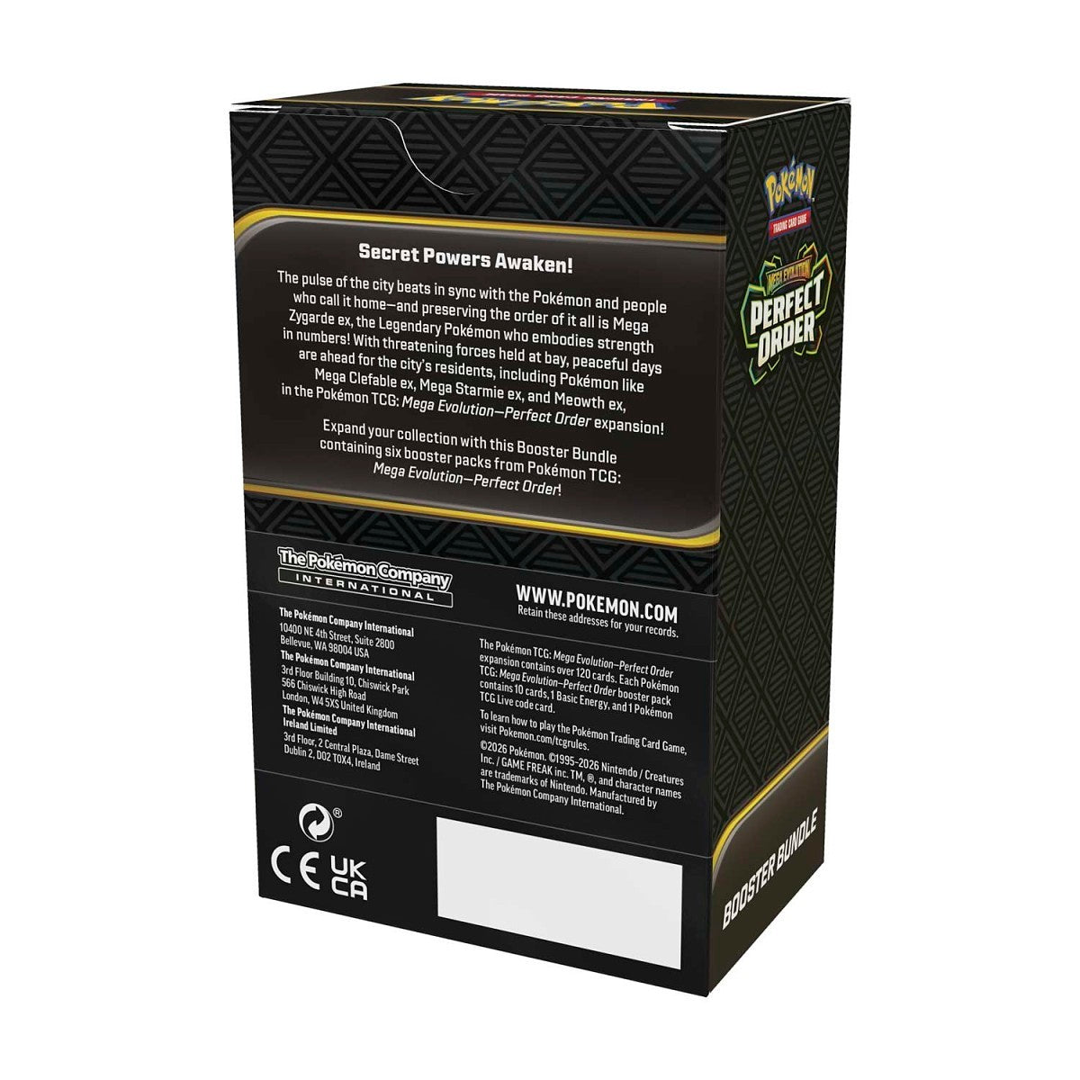 Pokemon ME03 Perfect Order Booster Bundle med 6 boosterpakker.