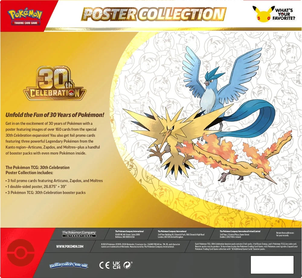 Pokemon 30th Celebration Poster Collection Box ME05.5 - indeholdt