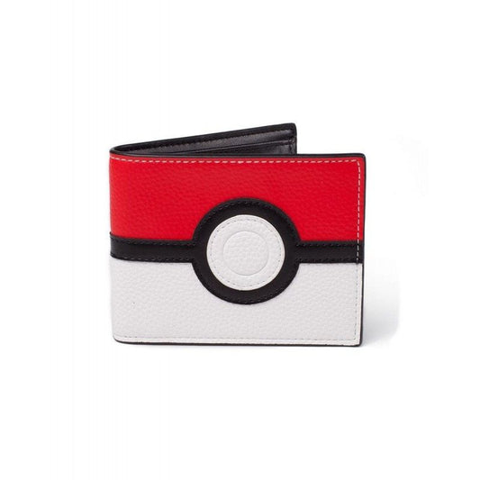 Pokémon bifold pung med klassisk Pokéball-design i PU og polyester, måler 11,5 x 8,7 cm.