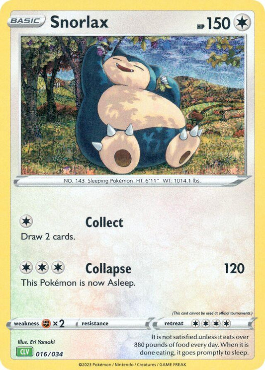 Pokémon TCG Classic-kort af Snorlax 018/034 fra Venusaur Deck med retroillustration af Snorlax i hvilende positur, klar til at vågne og dominere kampen.