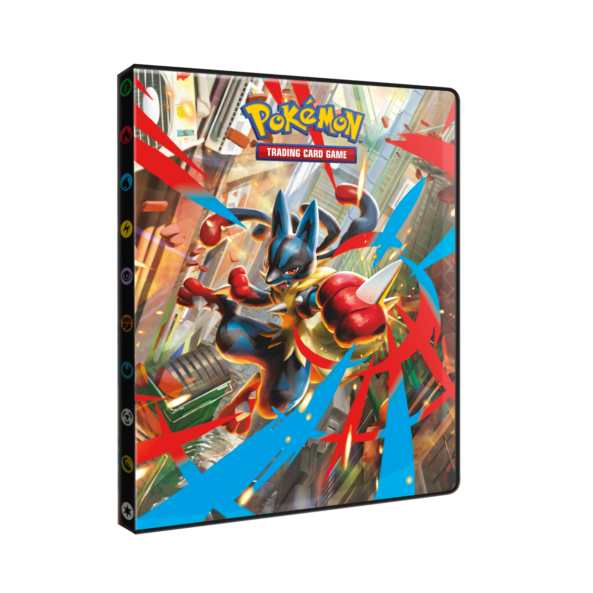 Pokémon Mega Evolution 01 – 9-Pocket Portfolio med Mega Lucario på forsiden og Mega Kangaskhan på bagsiden, designet til opbevaring af op til 252 Pokémon TCG-kort.