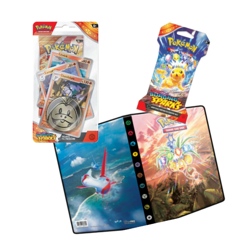 Pokémon TCG: Surging Sparks - Booster Packs + Small Folder Set