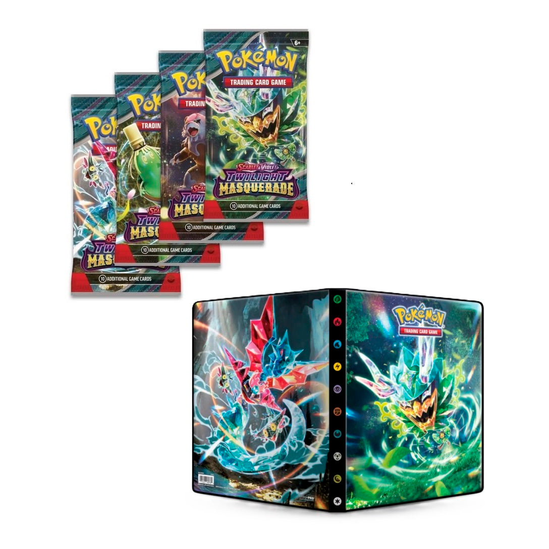 Pokemon SV06 Twilight Masquerade - 4 Booster-pakke + Mappe