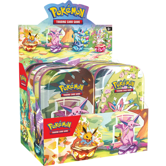 Pokémon SV8.5 Prismatic Evolutions Mini Tin Display - 8 tins