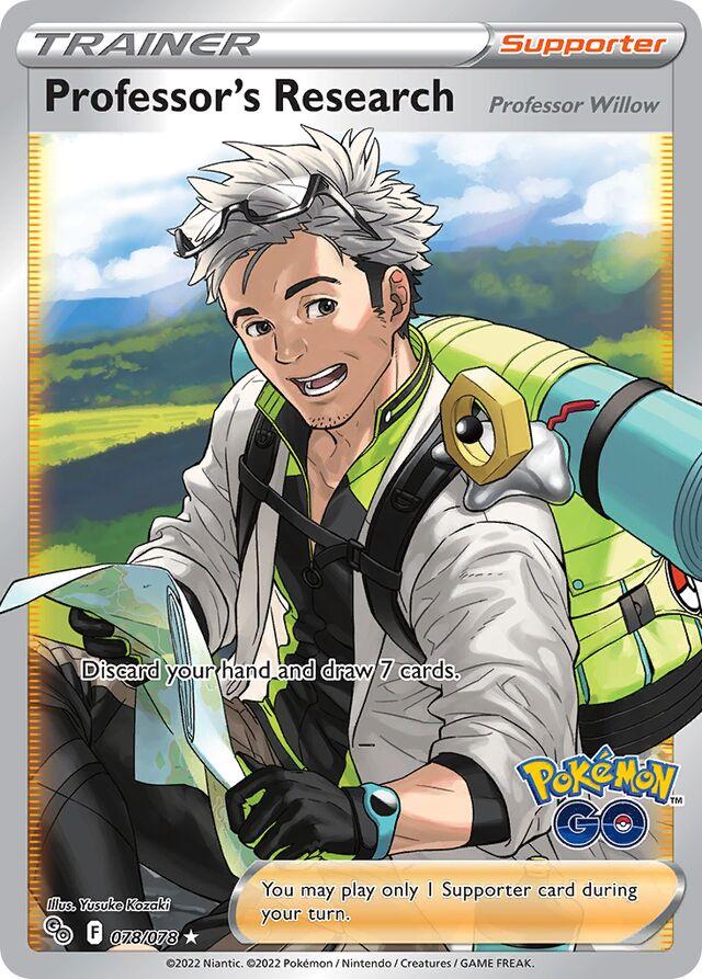 Professor’s Research (Professor Willow) er et Ultra Rare kort fra SWSH Pokemon GO serien.
Kortet har nummer 078/078.
