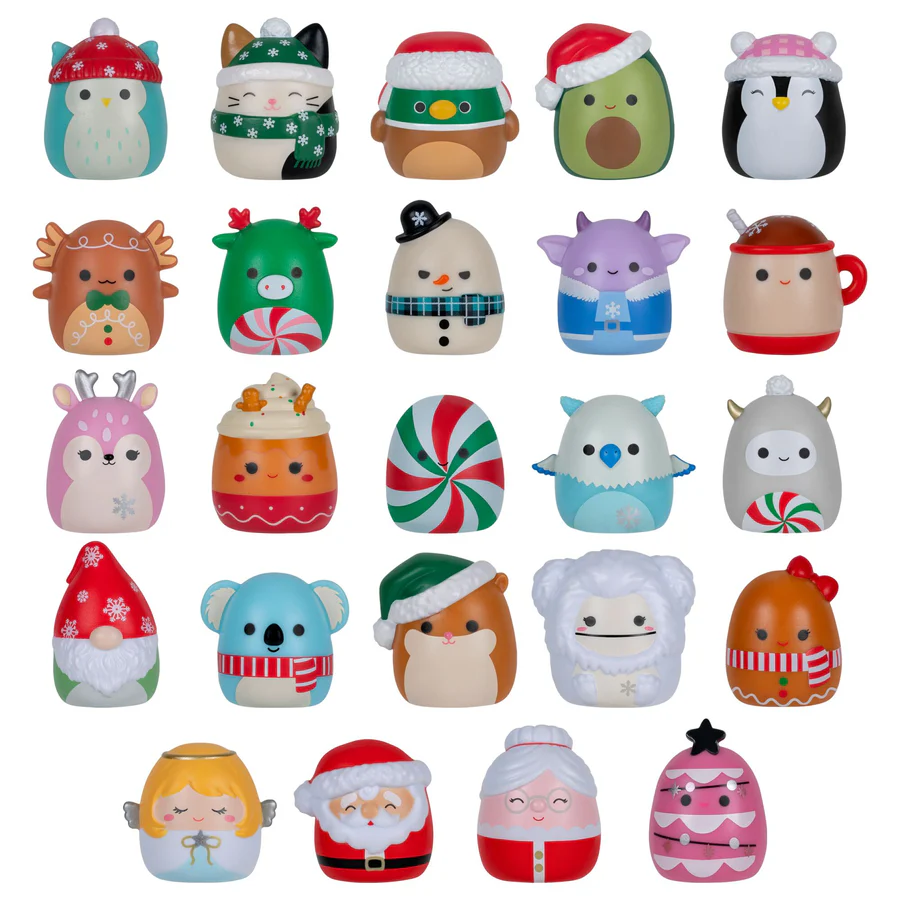 Squish-a-longs Holiday Countdown Calendar 2025 med 24 låger.