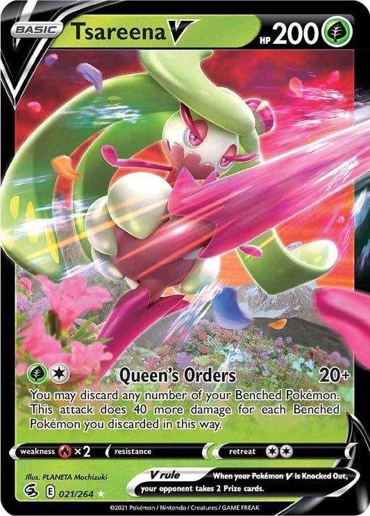 Tsareena V er et Super Rare kort fra Pokemon SWSH Fusion Strike serien.
